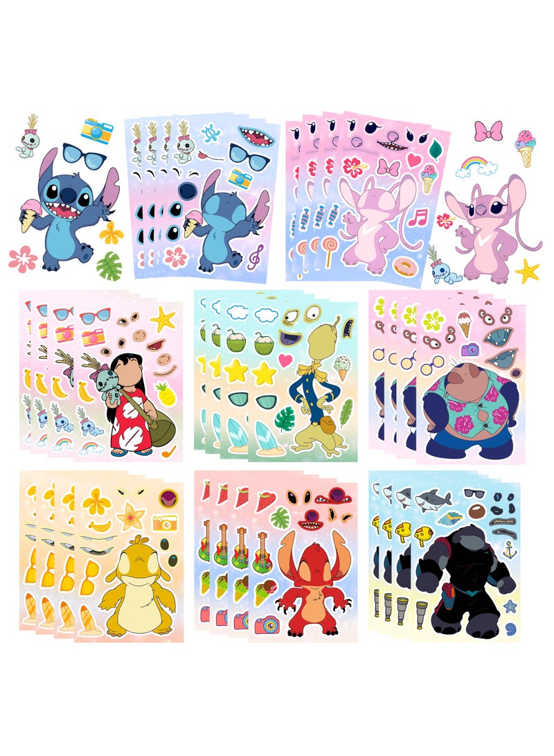 FRUITFUL PARTY Stitch Make Your Own Sticker Kits, 24 Sheet Stitch Stickers, DIY Lilo & Stitch Stickers for Ohana Party Favors, Crafts and Kids Activities - Image 1